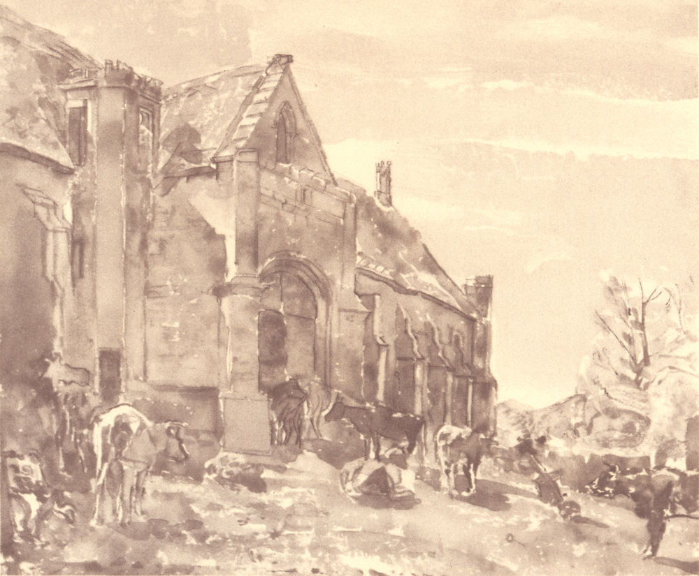 ABBOTSBURY. Tithe Barn. Dorset. By Thomas Hennell 1949 old vintage print